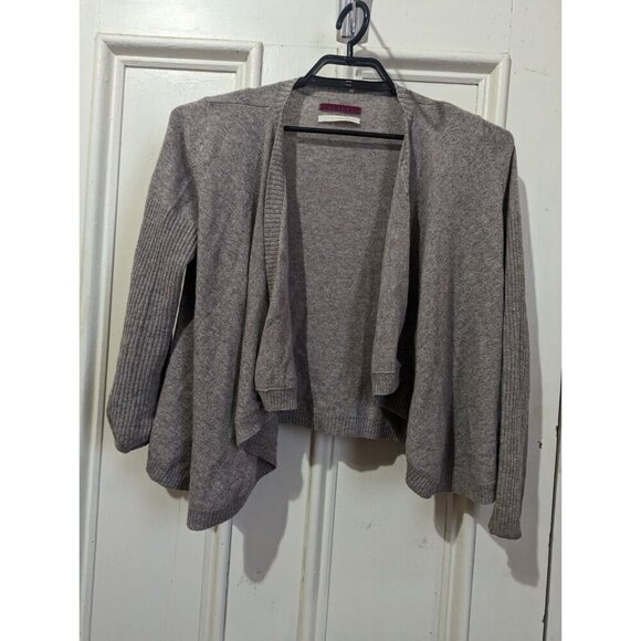 Velvet Gray Open Front Cardigan S 100% Cashmere Soft Cozy Womens Sweater Ribbed - Picture 3 of 7